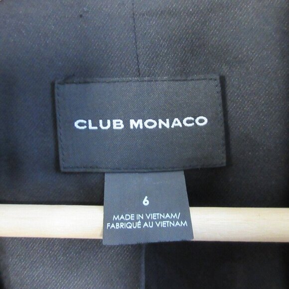 Club Monaco Plaid Blazer Jacket Women Size 6 Gray Ruffle Sleeve Hem Career 558 - Picture 3 of 10